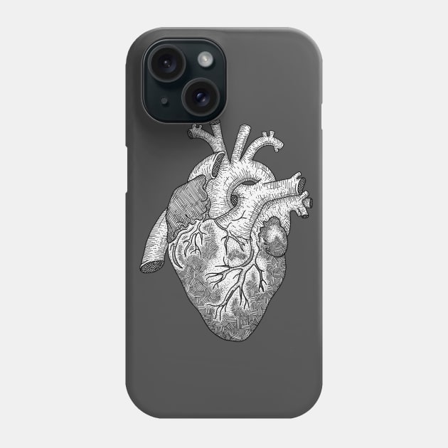 Anatomical Heart Ink Illustration Phone Case by bblane