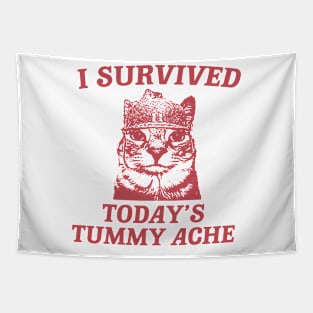 i survived today’s tummy ache unisex meme Tapestry