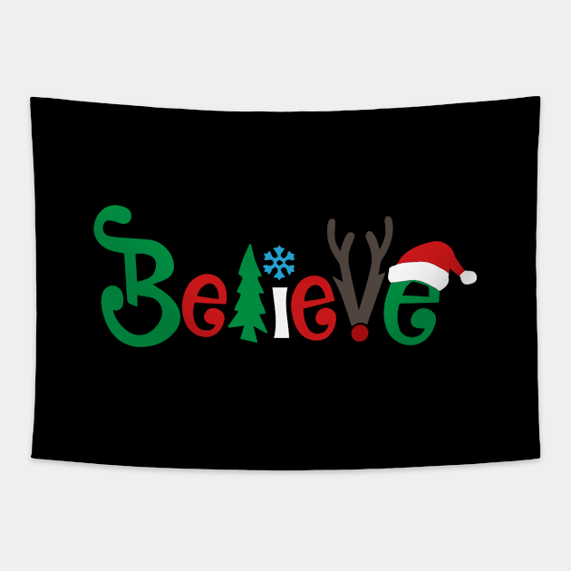 Believe In Santa Claus Christmas Xmas Tapestry by BrightGift