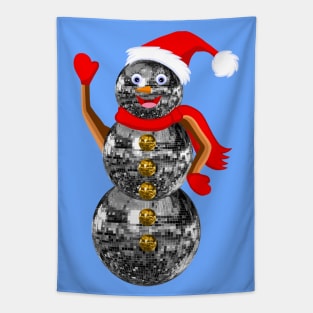 Disco Ball Christmas Snowman Tapestry