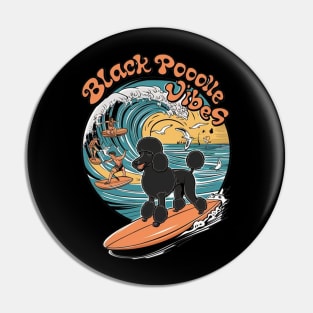 Aquatic Black Poodle: Surfing the Big Wave Pin