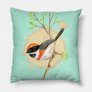 Black-throated bushtit watercolor Pillow