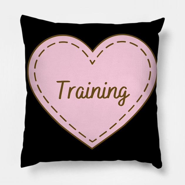 I Love Training Simple Heart Design Pillow by Word Minimalism