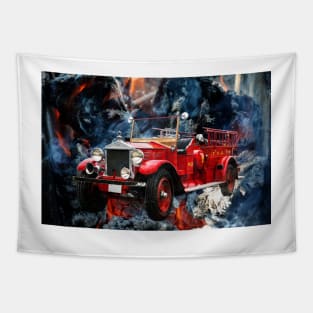 Vintage Fire Engine Tapestry