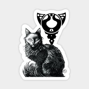 Magic Black Cat - White Outlined Version Magnet