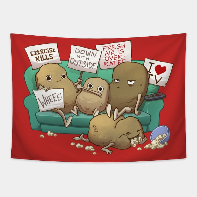 Couch Potato Club Tapestry by Dooomcat