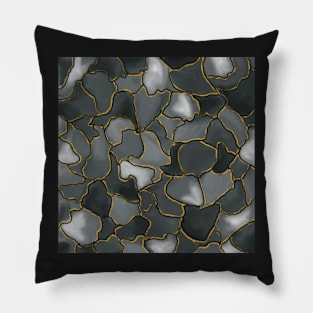 Gold rimmed shades of grey splotches Pillow