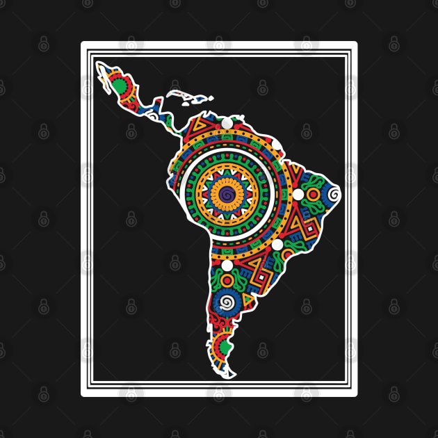 LATIN SOUTH AMERICA DECORATED MAP - linework by Xotico Design
