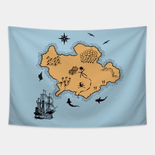 Treasure pirate map Tapestry