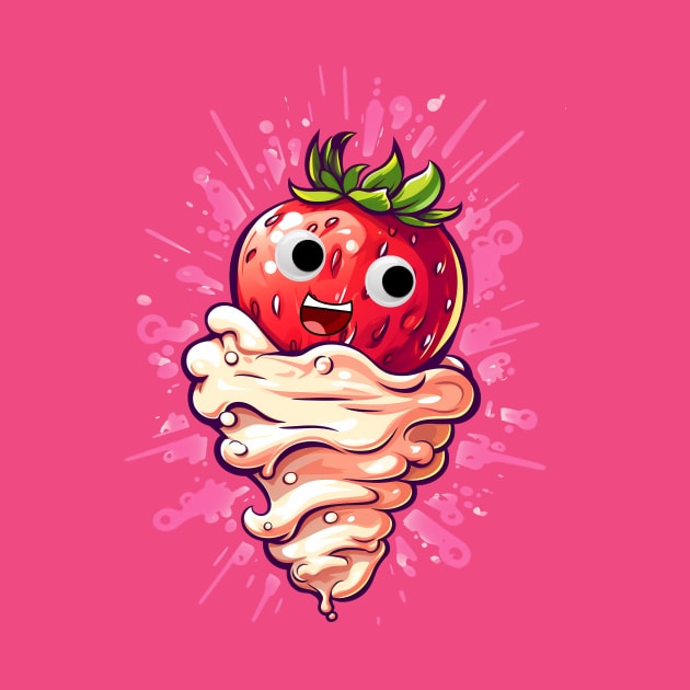 Funny Cartoon Strawberries and Cream by MutedTees