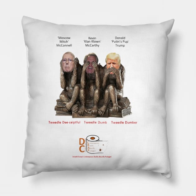 Hear No Truth, See No Truth, Speak No Truth! Pillow by arTaylor