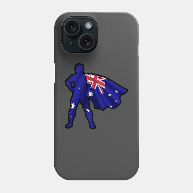 Australian Hero Wearing Cape of Australia Flag Aussie Pride Phone Case by Mochabonk