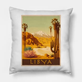 Libya Desert Vintage Travel Art Poster Pillow