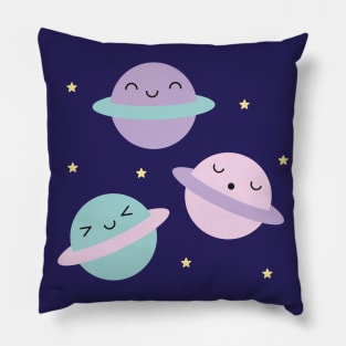 Kawaii Pastel Planets Pillow