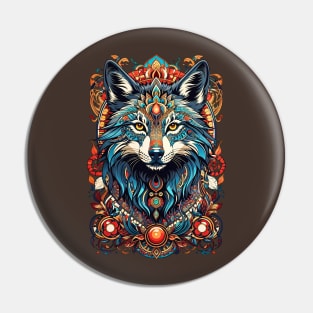 Wolf Tribal Art design Pin