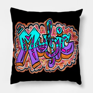 Music 3 Graffiti Tagging by LowEndGraphics Pillow