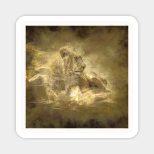 Lion Animal Wildlife Jungle Nature Safari Adventure Discovery Africa Digital Painting Magnet