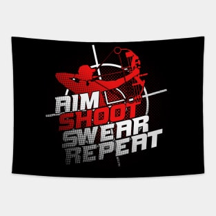 Aim Shoot Swear Repeat Archery Archer Gift Tapestry