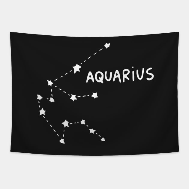 Zodiac Sign - Aquarius Black Tapestry by Uwaki