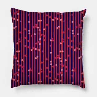 Stripes, Dots - Blue and Red Pillow