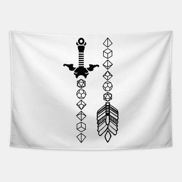 Polyhedral Dice Sword and Arrow Tapestry by OfficialTeeDreams