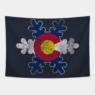 Colorado Flag Snowflake Winter Tapestry