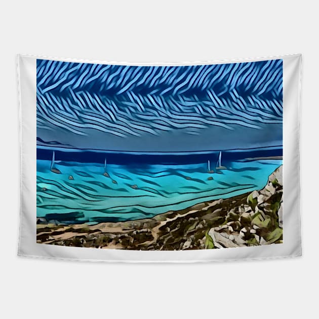 Watermelon Shoreline Tapestry by PsyCave