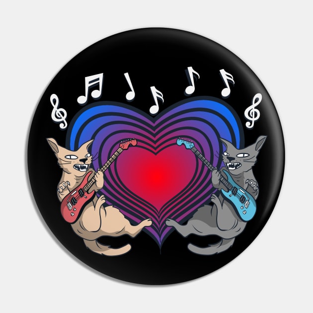 The Rockin' Feline Duo - Cats Logo Design Pin by Al-loony