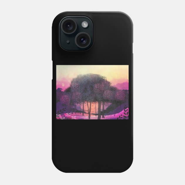 Pink Sunset Forest Phone Case by saradaboru