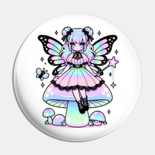 Pastel Goth Fairy Emo Girl Chibi Kawaii Holographic Cute Pin