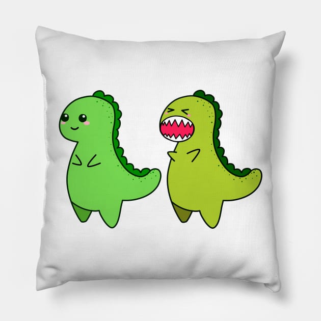 kawaii cute t-rex tyrannosaurus rex Pillow by theglaze