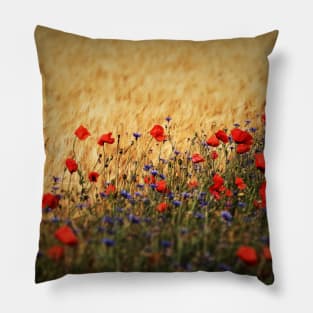 Peaceful Poppies, Cornflowers and Wheat Pillow