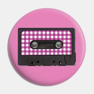 Audio Tape Vintage Gingham Pink Pin