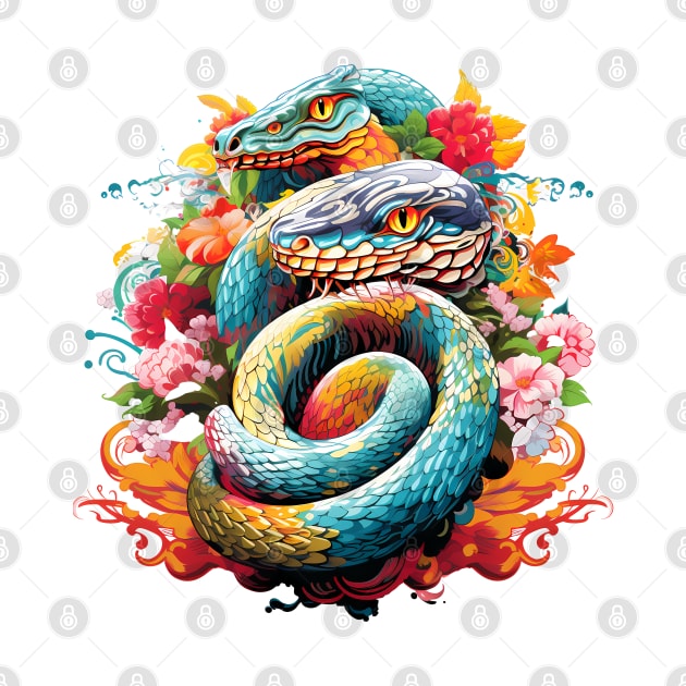 Double headed snakes chinese style by Nosametee