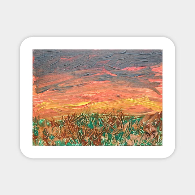 Grassland Sunset Magnet by trotterearthwin