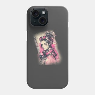 Samurai Girl Pink Cyber Sketch Art Phone Case
