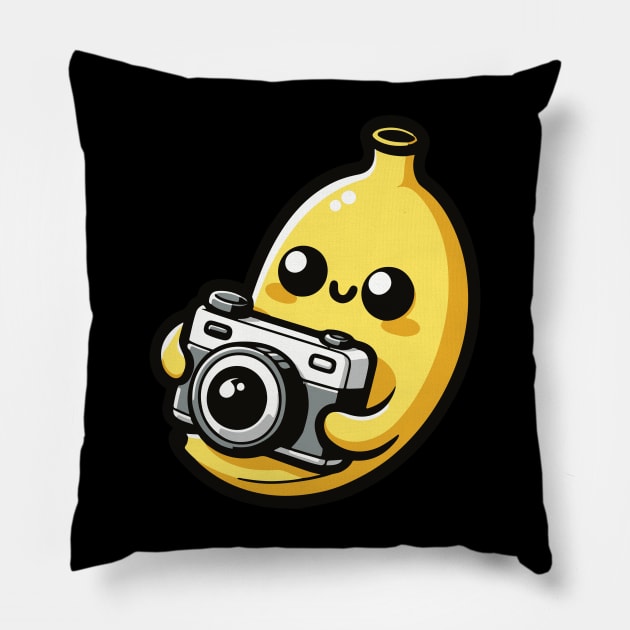 Banana-rama Photography - Cute banana taking picture Pillow by MasutaroOracle