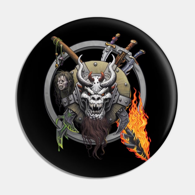 Chaos Shield - Demonskull Pin by BeveridgeArtworx