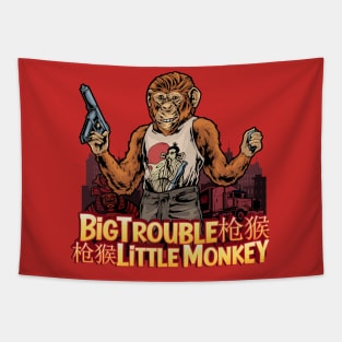 Gun Monkey Big Trouble Little Monkey Tapestry