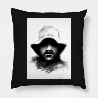 rebel, sturdy man with bucket hat Pillow