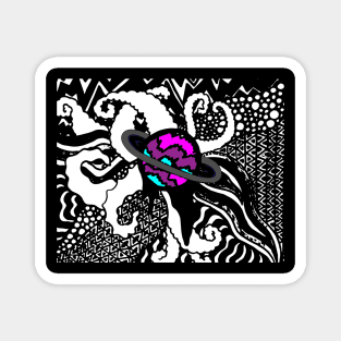 space planet psychedelic illustration Magnet