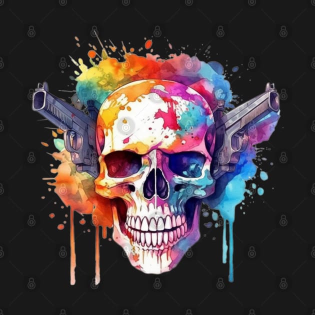 Skull With Guns by LetsGetInspired