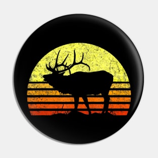 American Elk Hunter Dad Vintage Retro Sun Bow Hunting Gift Pin