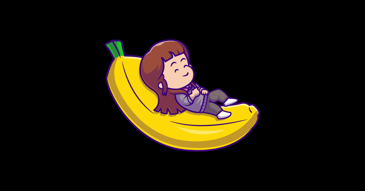Cute Girl Sleeping On Bananas Cartoon Cute Girl Sleeping On Bananas Cartoon Sticker TeePublic