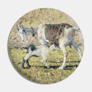 A Goat with Her Young by Giovanni Segantini Pin