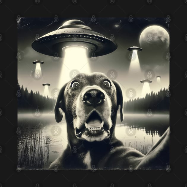 Dog selfie with UFO by TomFrontierArt