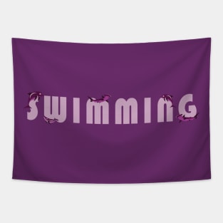 Pink swimming love Tapestry