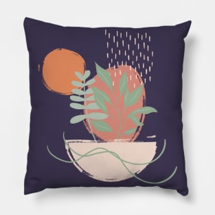 Abstract shapes lines and leaves digital design illustration Pillow