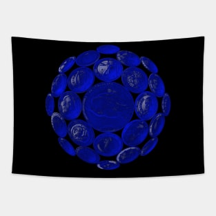 Blue USA Twenty Dollars Coin - Surrounded by other Coins on a Ball Tapestry