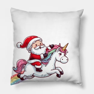 Santa Riding Unicorn Pillow